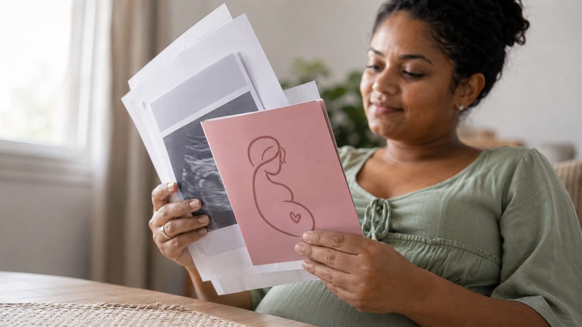 Cartão da gestante e resultados dos exames do pré-natal