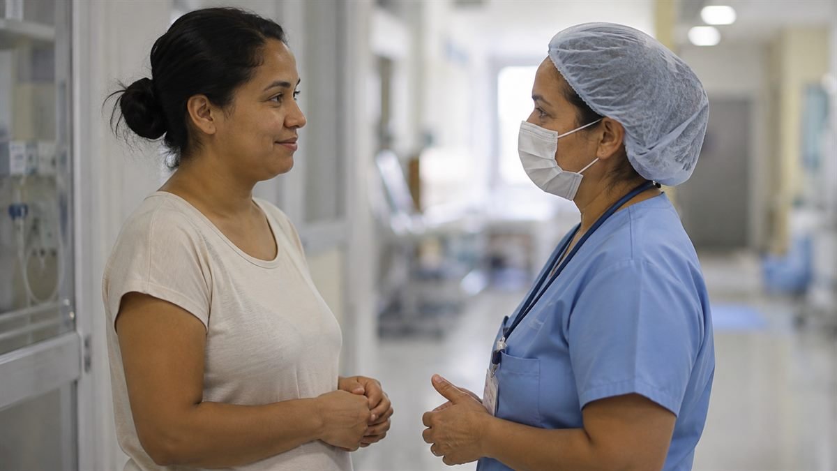 Documentos da internação garantem a contagem correta Mãe conversando com a equipe da UTI neonatal sobre a internação