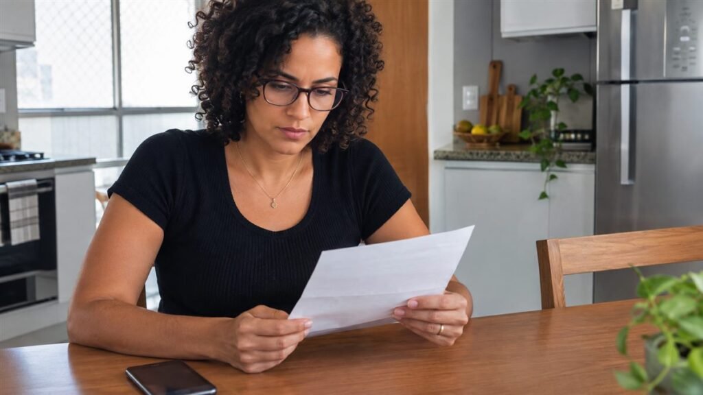 Mãe lendo a carta de indeferimento do BPC